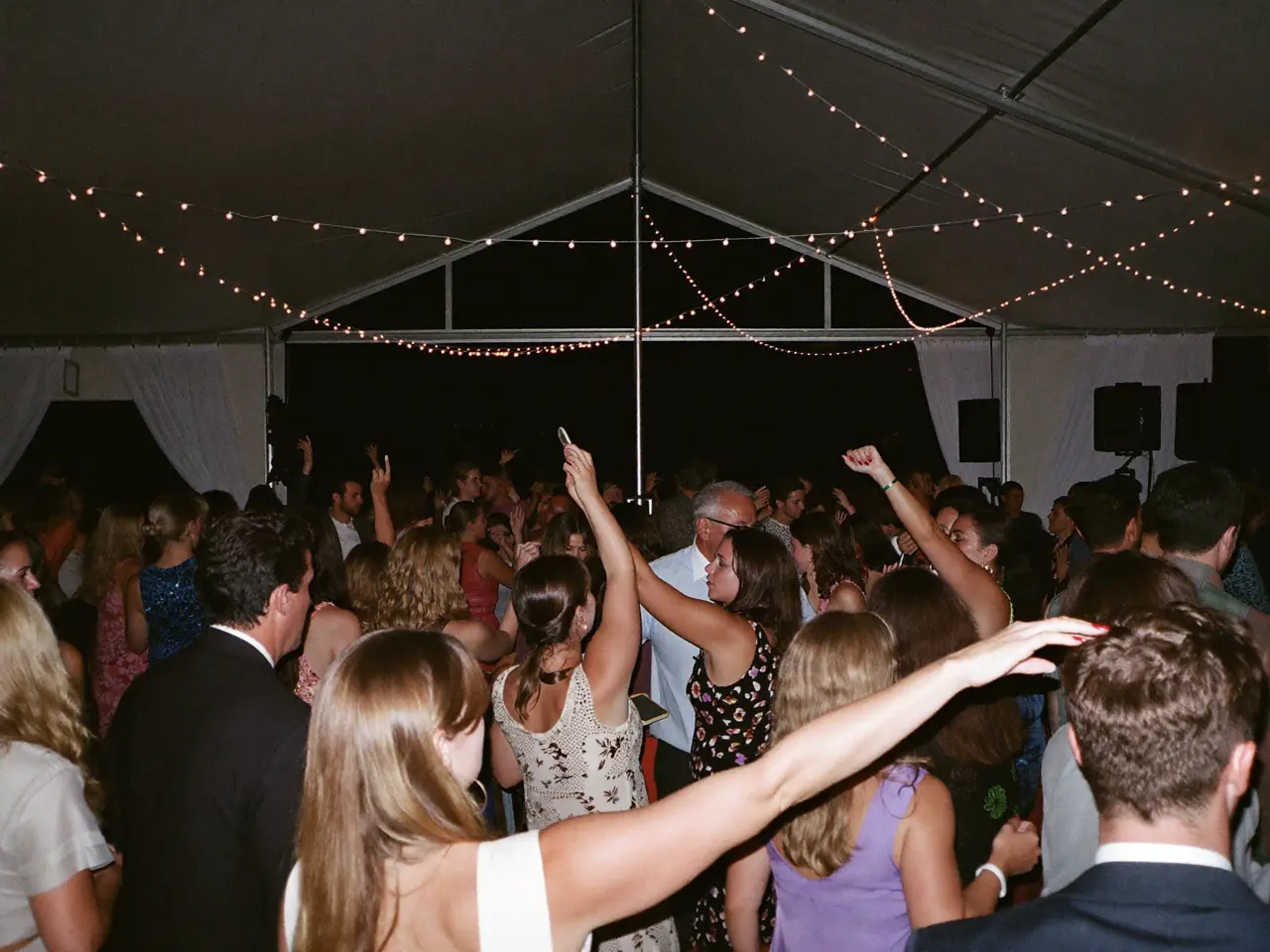 The dance floor in the marquee at night